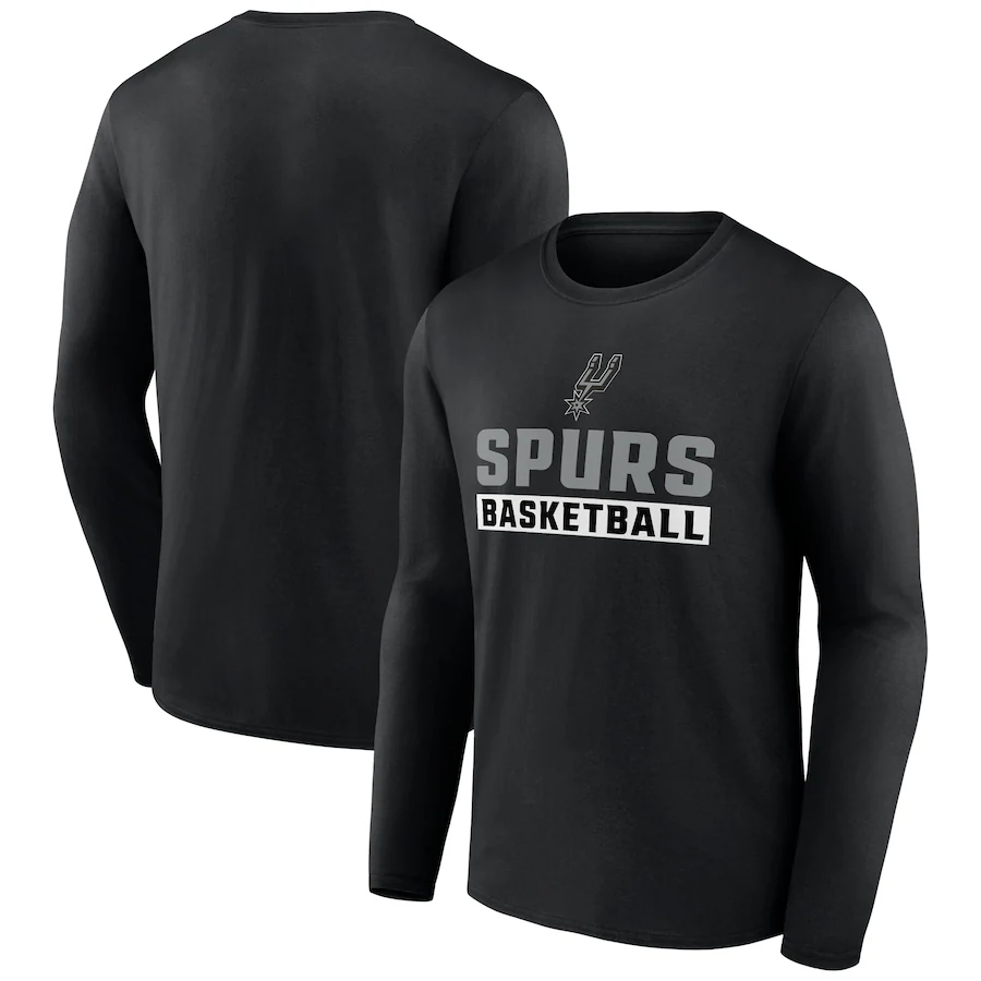 Men's San Antonio Spurs Black Let's Go Long Sleeve T-Shirt Men's San Antonio Spurs Black Let's Go Long Sleeve T-Shirt
